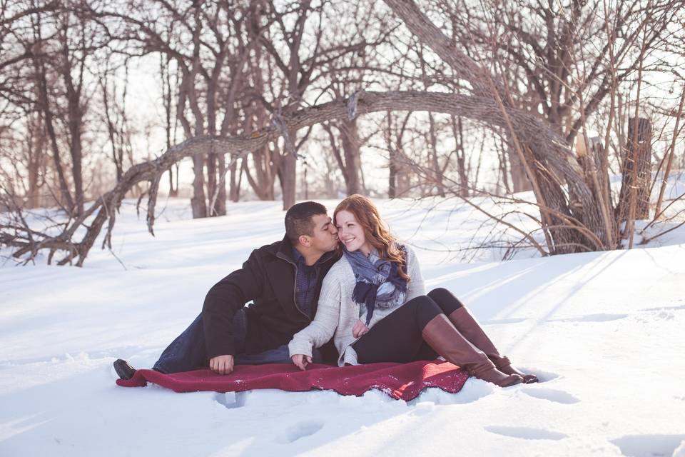 Winter Engagement Session at Light House Beach in Fort Gratiot, MI.