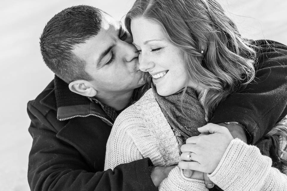 Winter Engagement Session at Light House Beach in Fort Gratiot, MI.