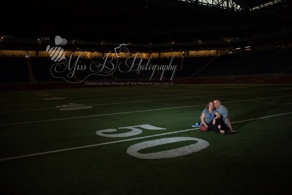 Downtown Detroit engagement session. Eastern Market and Ford Field.