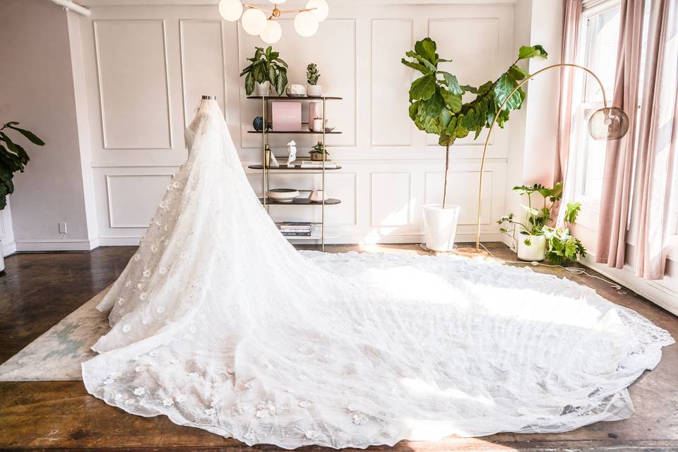 Wedding dress with train