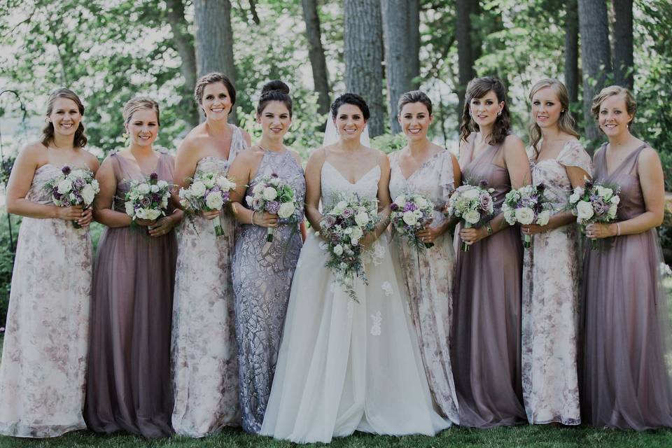 The bride and the bridesmaids