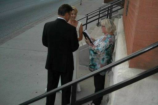 Wedding by the sidewalk