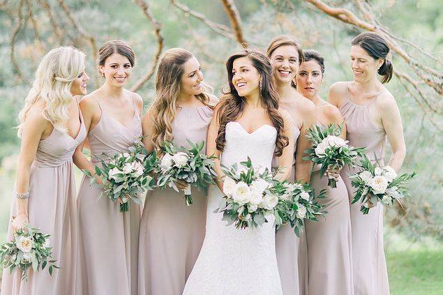 Bride with bridesmaids