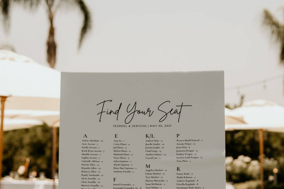 Wedding Seating Chart