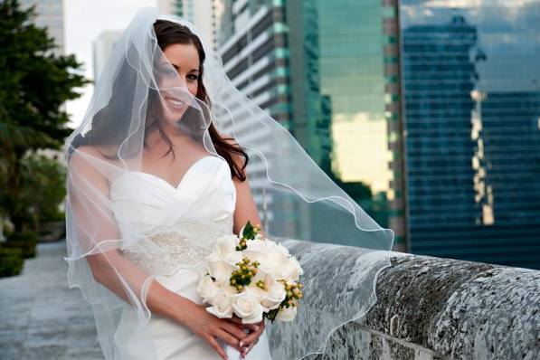 Bridal Portrait taken on the Miami Tower Sky Terrace.