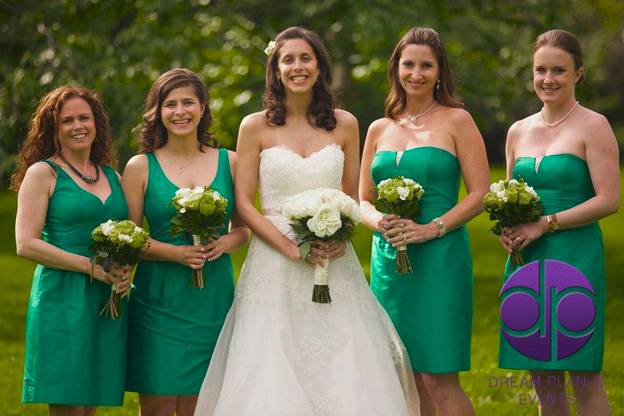 The bride with her bridesmaids