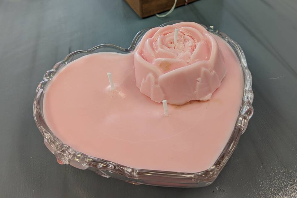 Heart & Rose Candle