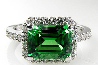 5A Quality Emerald CZ Engagement Ring set in 9-18 karat gold!