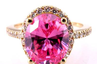 5A Quality Pink CZ Engagement Ring set in 9-18 karat gold!