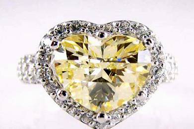 5A Quality Canary Heart Cut CZ Engagement Ring set in 9-18 karat gold!