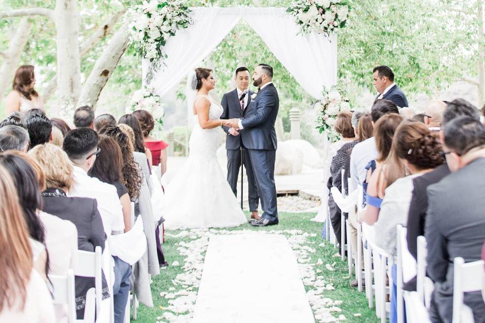 Exchanging vows in the ceremony