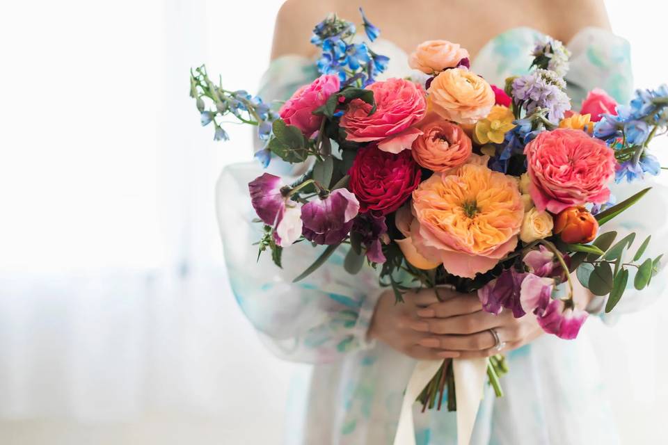Wild whimsical bridal bouquet