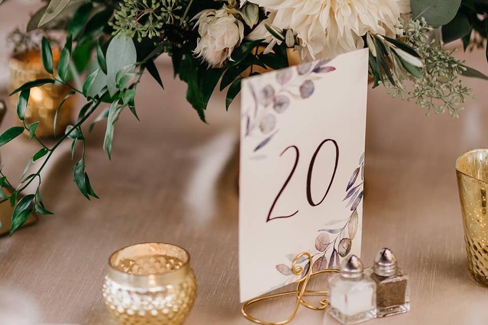 Centerpiece with table number