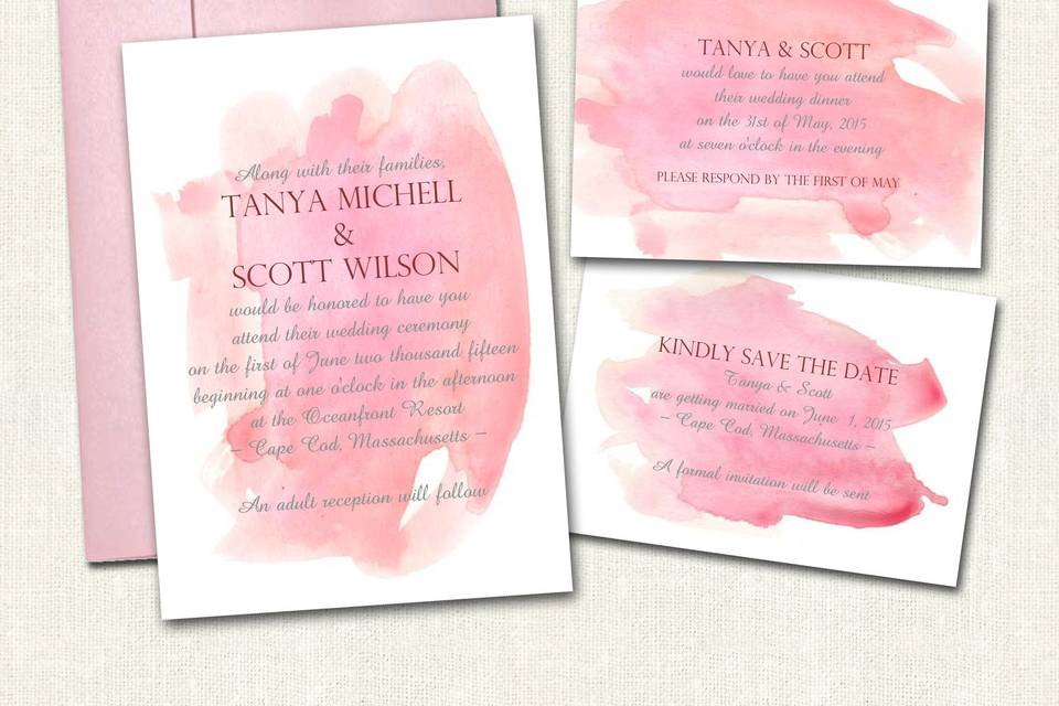Personally Painted Wedding Invitations