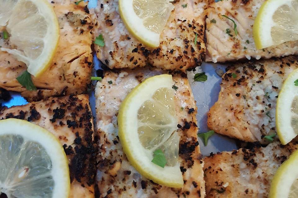 Grilled Garlic Crusted Salmon