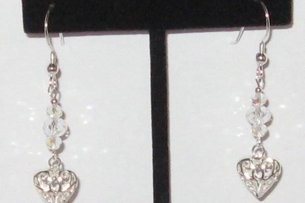 Sterling Silver hearts that dangle from Swarovski crystals.