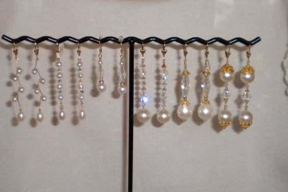 Assorted earrings for Bridal or formal events.