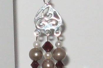 Dyed Taupe fresh water pearls, cream pearls and garnet shade of crystal for this brides sample of colors.