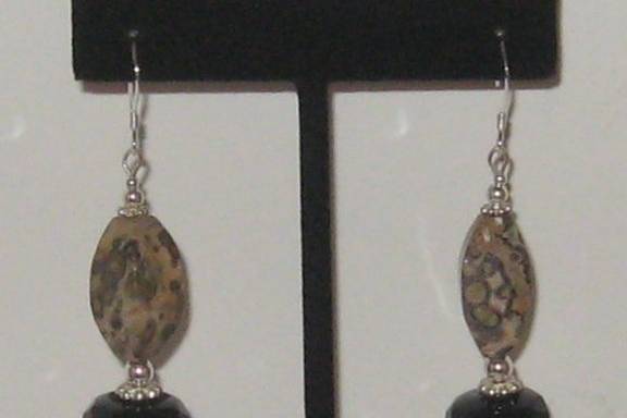 Leopard skin jasper and Onyx created with sterling silver.