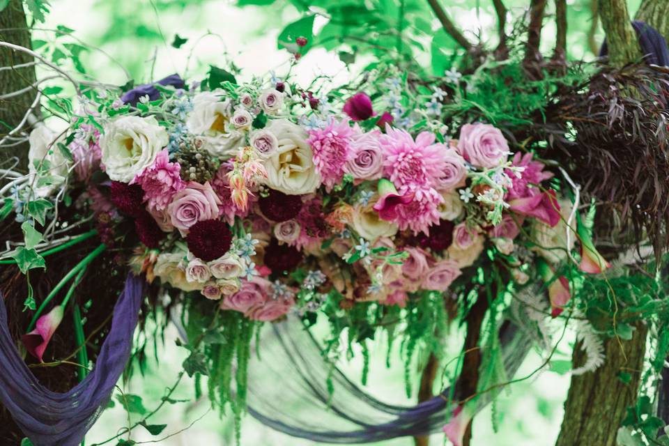 Romantic violet floral garland