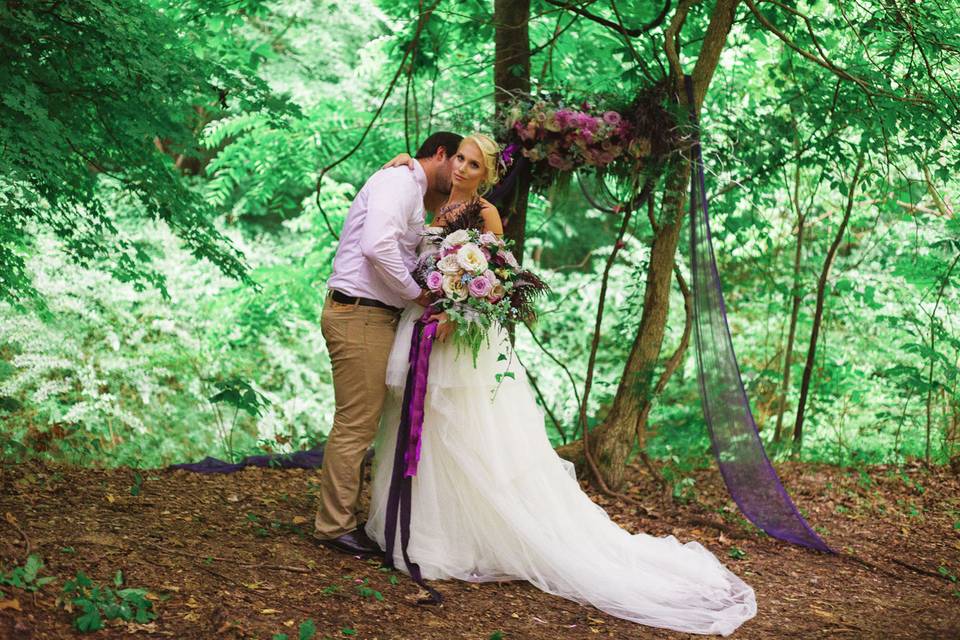 Romantic violet floral garland
