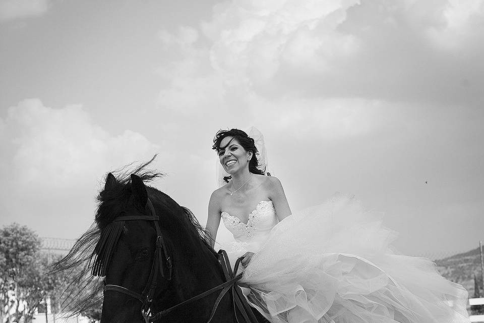 Bride on a horse ride