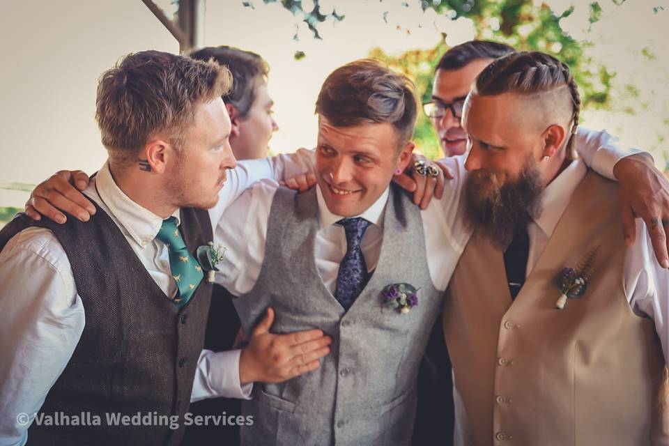 Hyping up the groom
