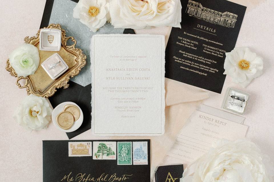Styled stationery and details