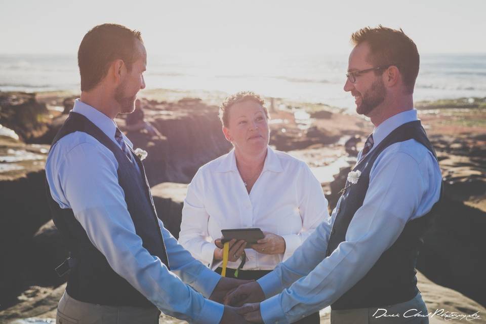 Couple and the officiant