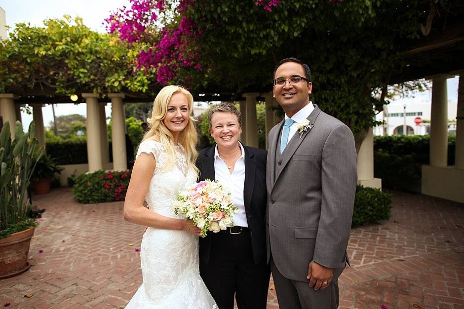 Couple and the officiant