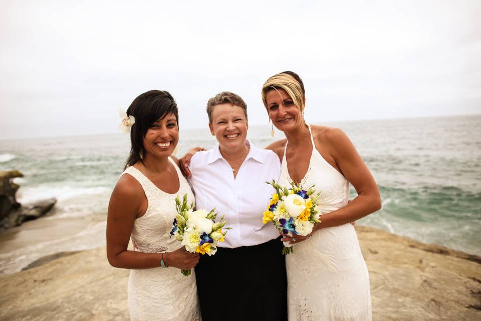 Couple and the officiant