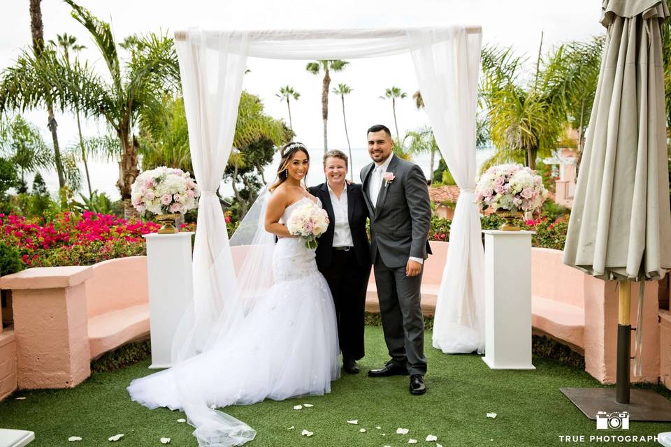 Couple and the officiant