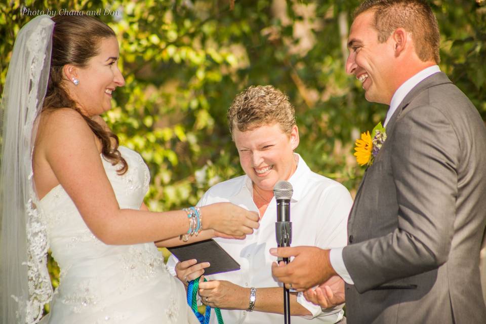 Couple and the officiant