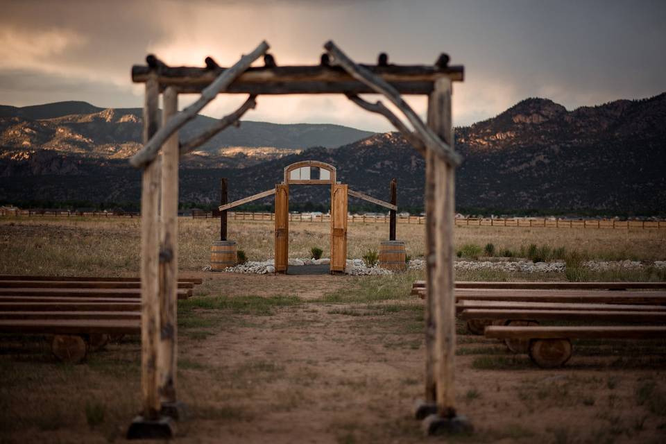 Sunset at barn ceremony site