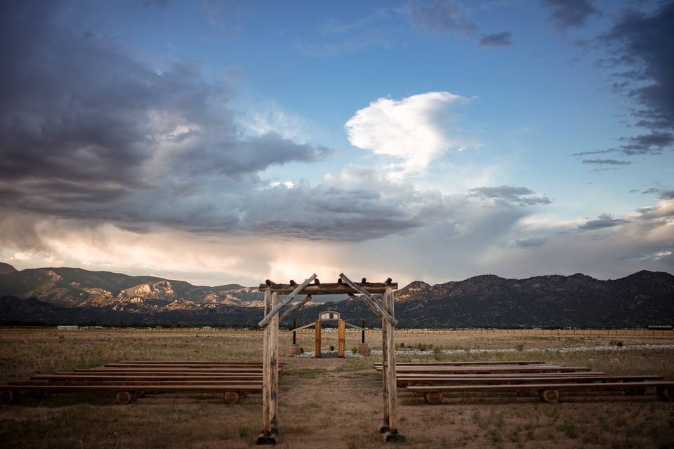 Sunset at barn ceremony site