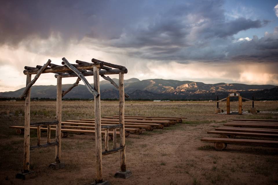 Sunset at barn ceremony site