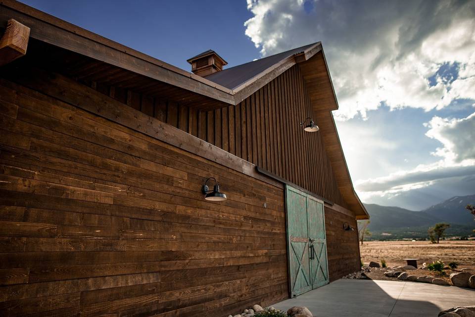 Big teal barn doors