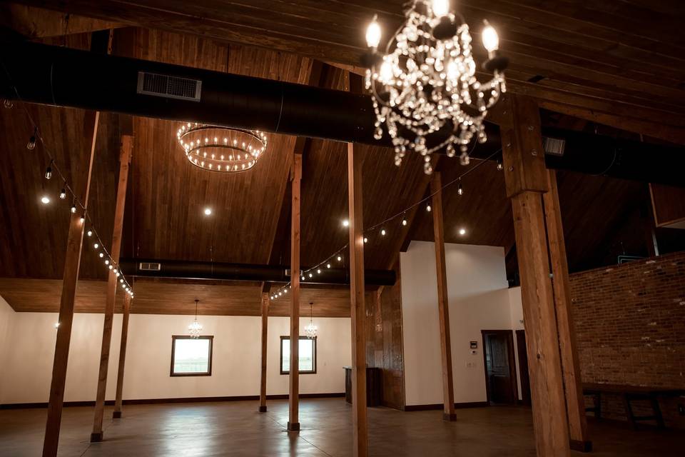 Chandeliers at the barn