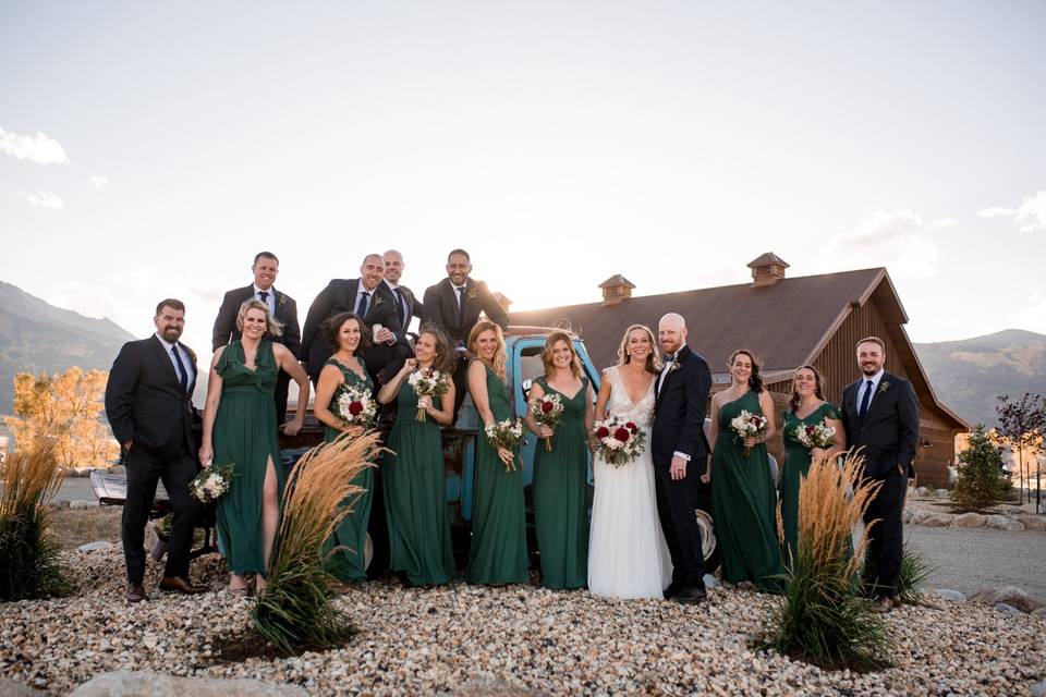 Bridal party with truck