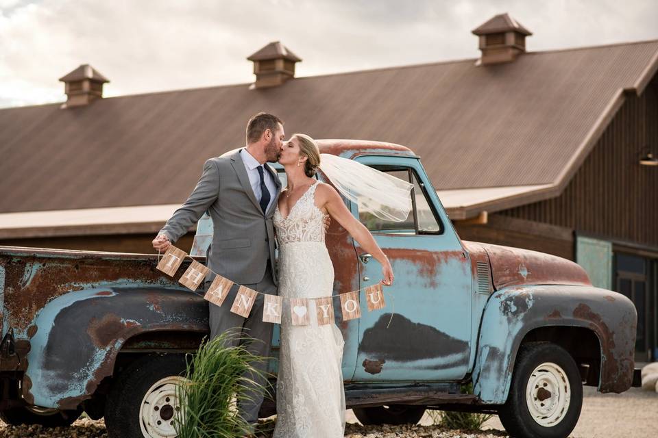 Barn at Sunset ranch truck