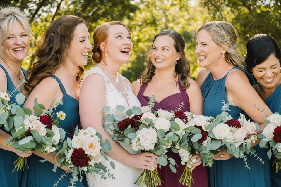 Bride and bridesmaids