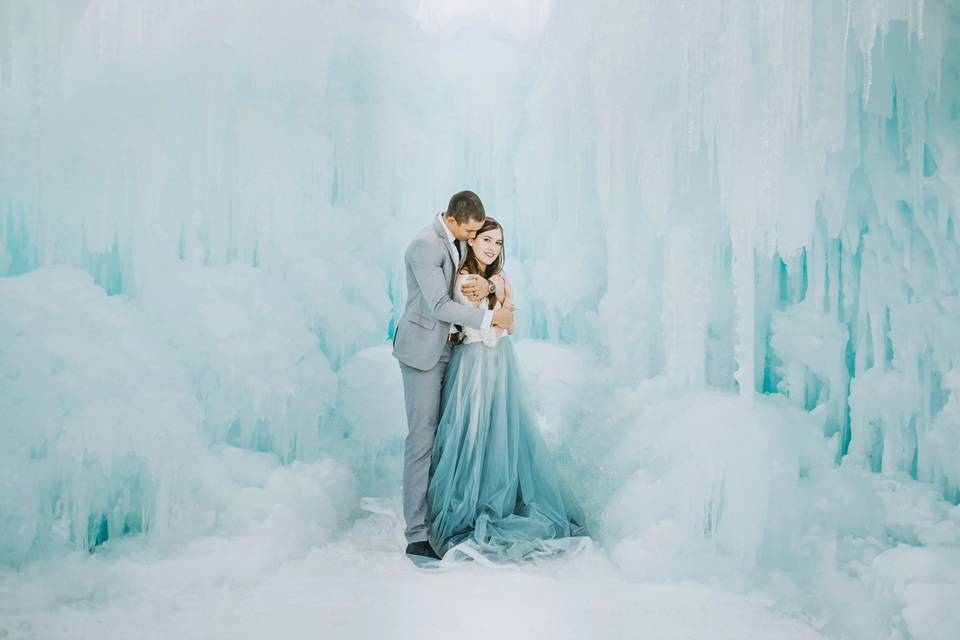 Ice castle bride and groom