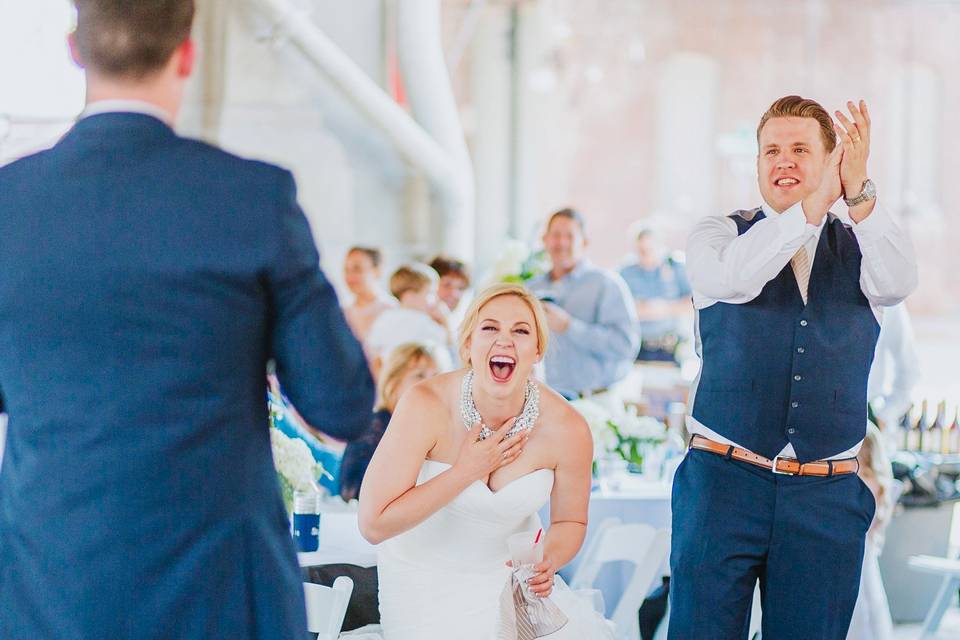 Laughing during toasts