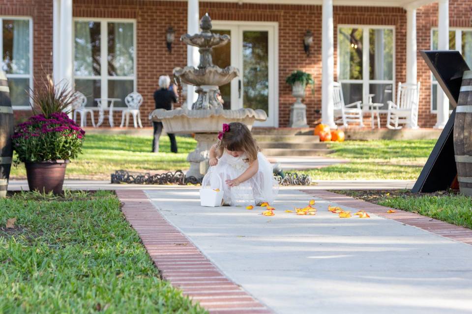 Dropping flowers down the aisle