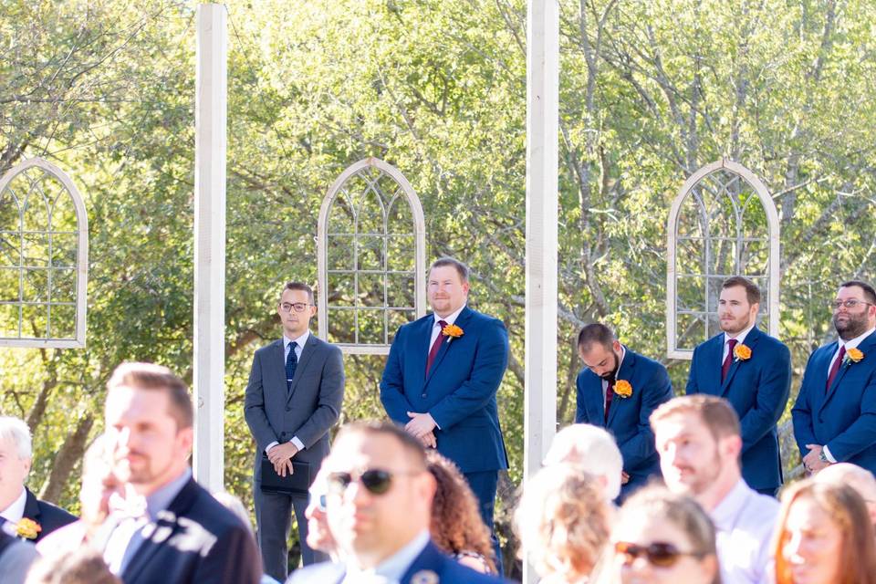 Image of the wedding party lined up