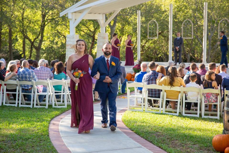 Wedding party during the ceremony