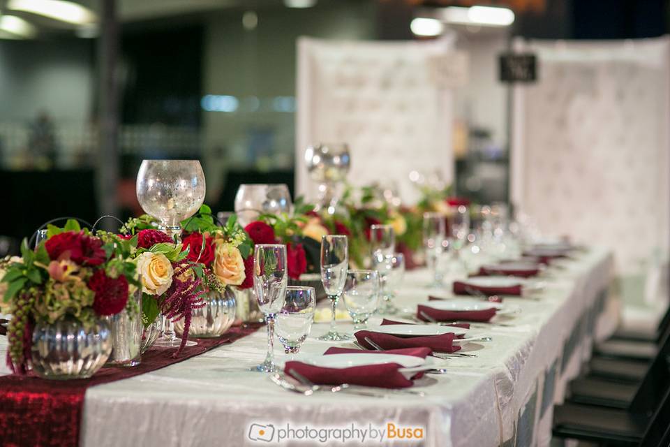 Table set up with centerpiece