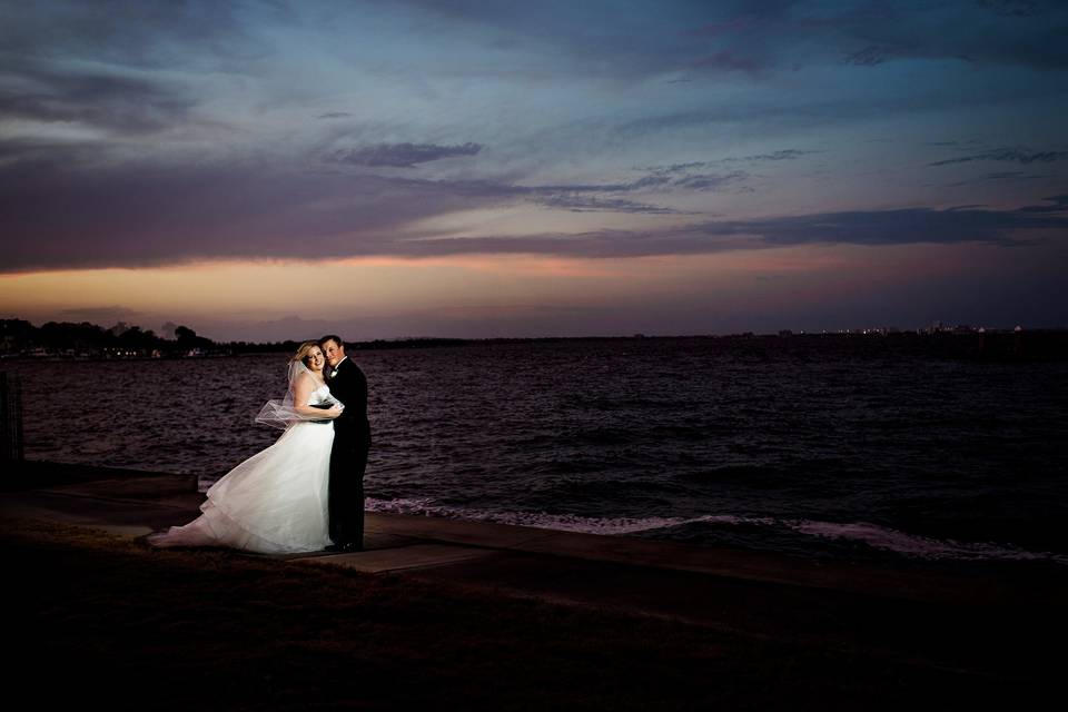 Newlywed couple by the sea | Photo credit: Pure Sugar Studios
