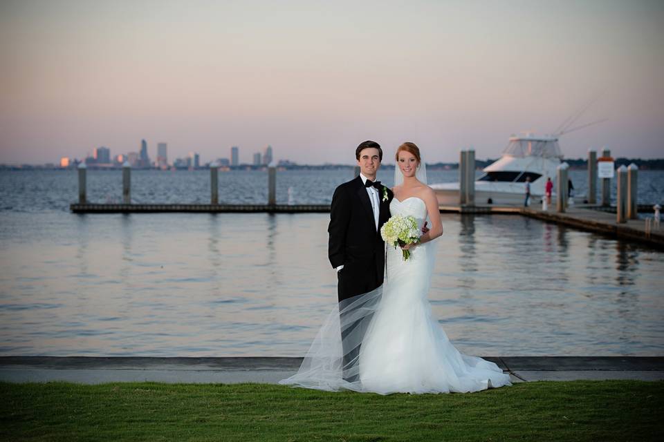 Newlyweds by the water | Photo Credit: Pure Sugar Studios