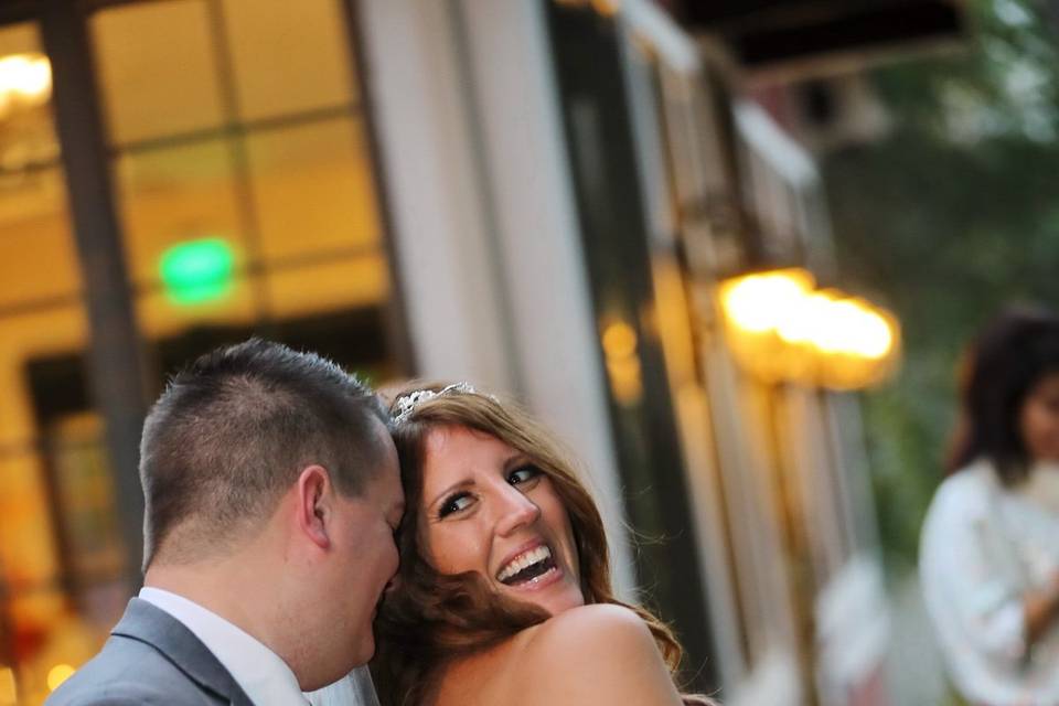 Newlyweds by the river